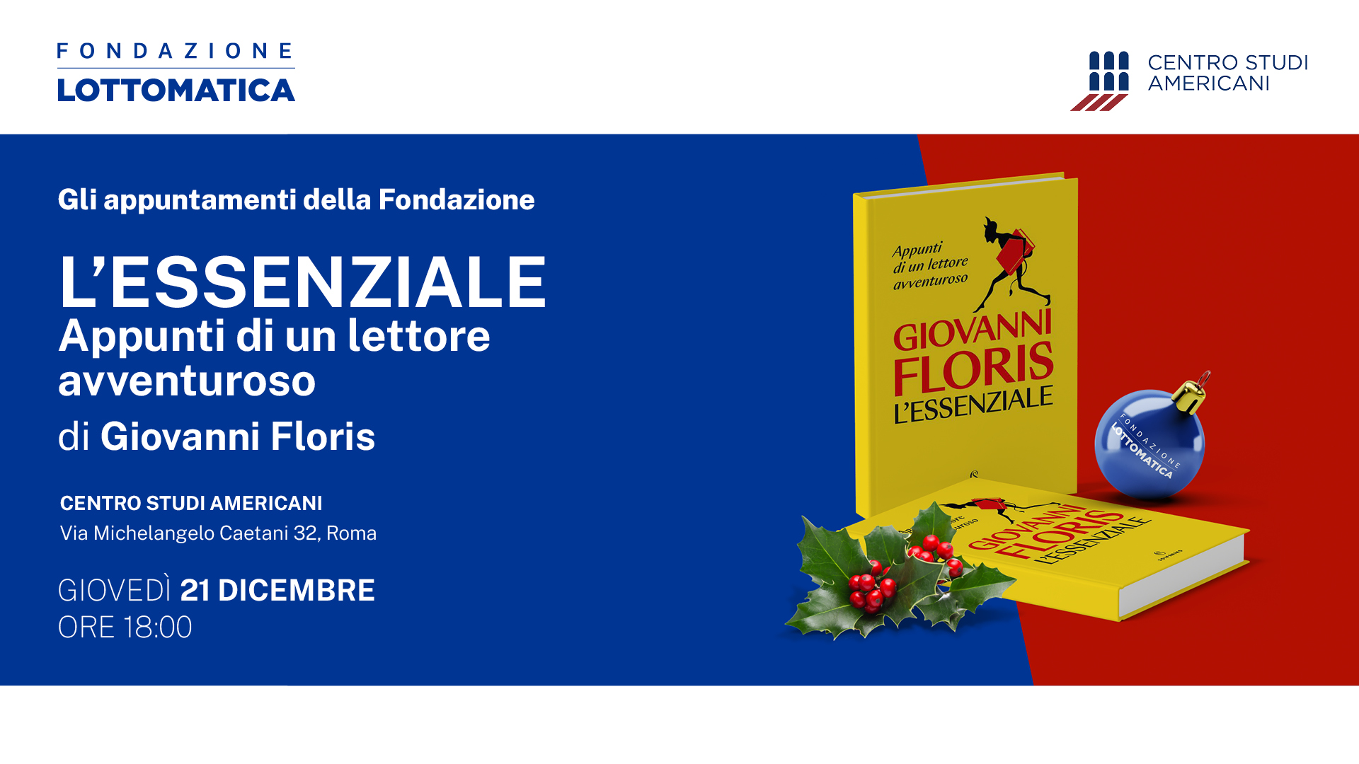 Fondazione Lottomatica presenta “L’essenziale” di Giovanni Floris